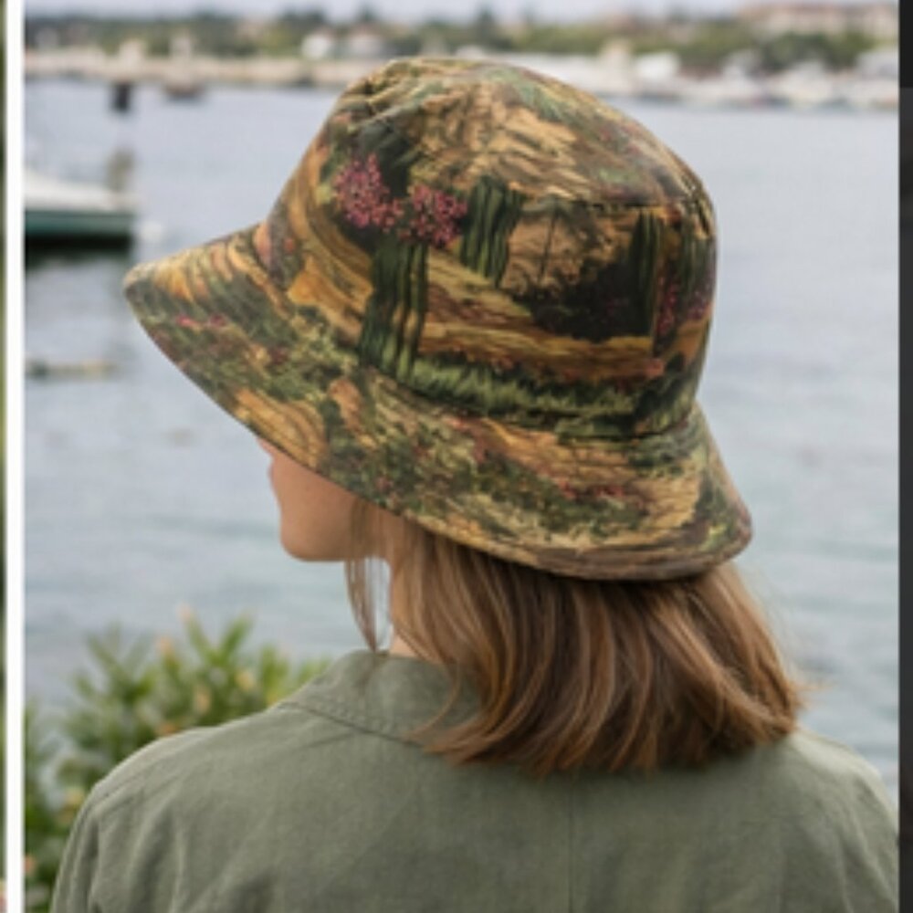 Art Print Bucket Hat — Painterly Landscape Design in Earth Tones - Picture 2 of 11